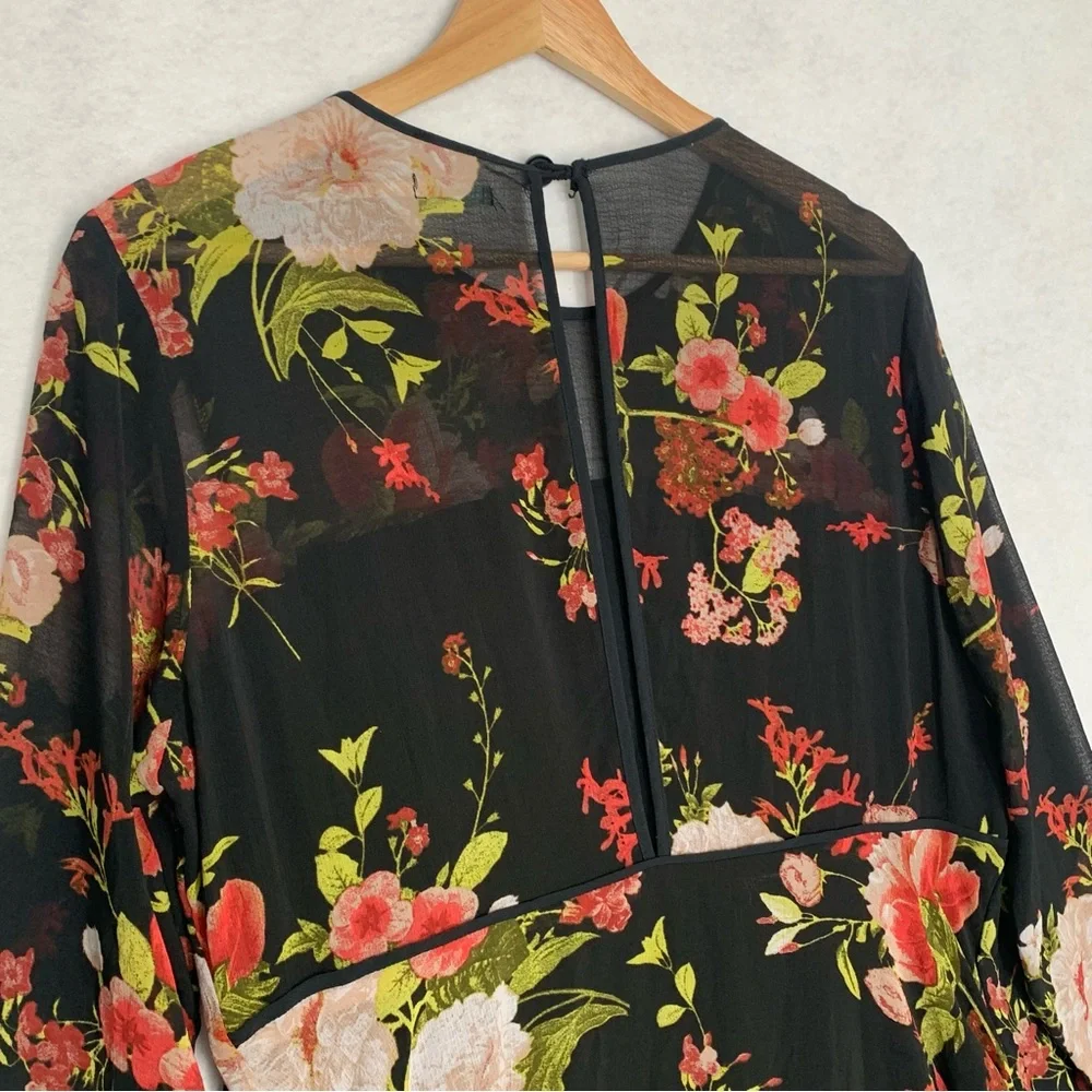 Urban Outfitter Kimchi Blue Black Floral Skater Dress Size Large Dark Romantic